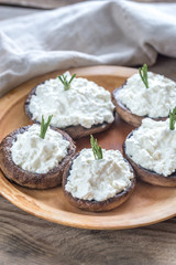 Baked mushrooms stuffed with cream cheese