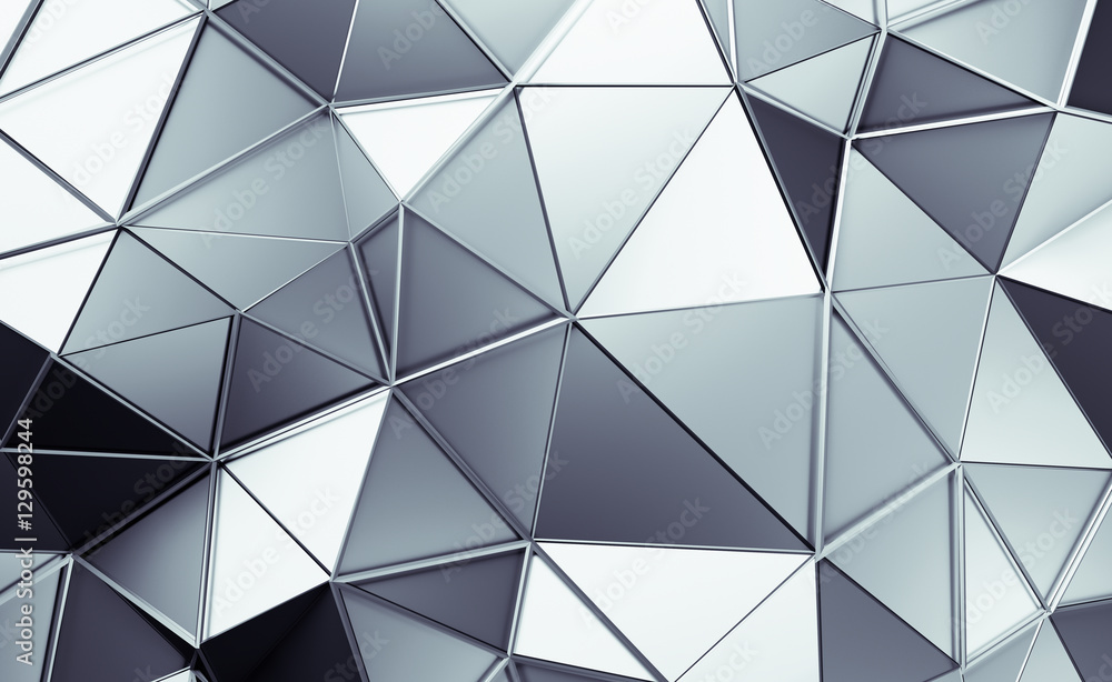 Poster abstract 3d rendering of triangulated surface. contemporary background. futuristic polygonal shape. 