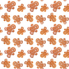 Gingerbread man christmas seamless pattern