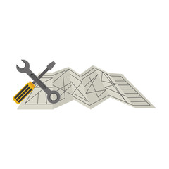 Screwdriver and wrench icon. Construction tool repair work and restoration theme. Isolated design. Vector illustration