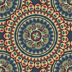 Ornate floral seamless texture, endless pattern with vintage mandala elements.