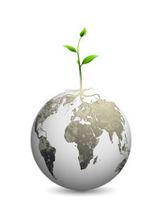Eco Earth concept. Green concept with globe. Vector illustration