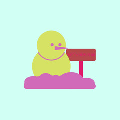 Snowman Vector illustration of Snowman and wooden notice