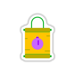 Vector illustration of Chinese new year celebration in paper sticker style Chinese Lunar poster