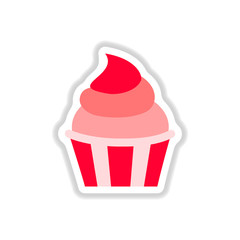 сupcake Vector illustration in paper sticker style creamy Cupcake