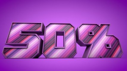 50% purple 3d text illustration
