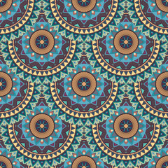 Ornate floral seamless texture, endless pattern with vintage mandala elements.