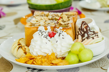Dessert, Cantaloupe melon Ice cream or Bingsu.