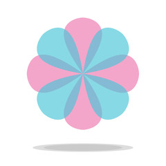 pink and blue colorful transparent circle flower icon vector
