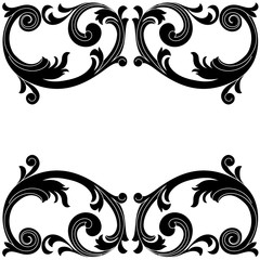 Vintage border frame engraving with retro ornament pattern in antique baroque style decorative design. Vector.