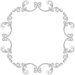 Vintage border frame engraving with retro ornament pattern in antique baroque style decorative design. Vector.