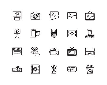 Photo and Video outline style icons