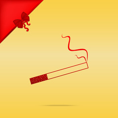 Smoke icon great for any use. Cristmas design red icon on gold b