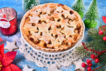 christmas apple pie with star shape decoration