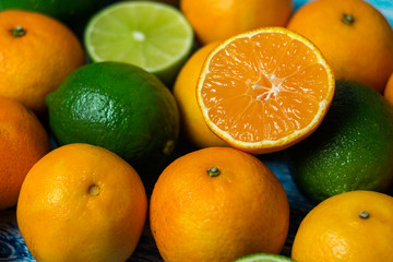 Fototapeta na wymiar tangerine or mandarin fruit close up