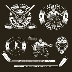 Fototapeta premium Hockey emblems with goalkeeper