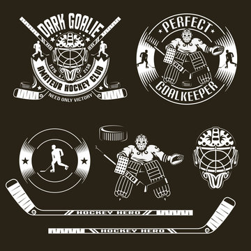 Hockey emblems with goalkeeper