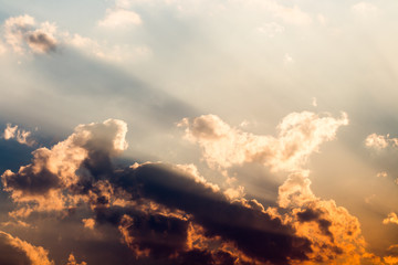 colorful dramatic sky with cloud at sunset