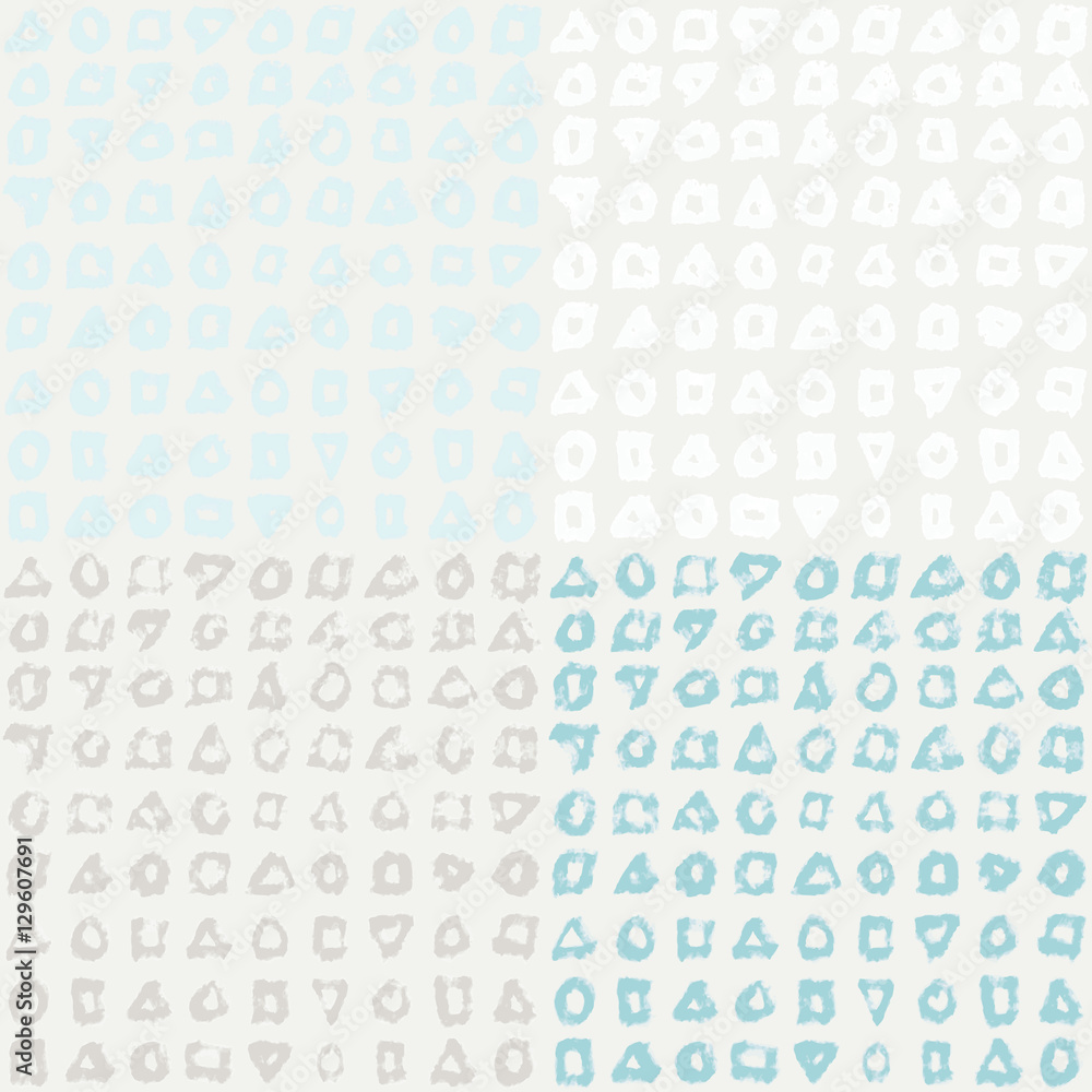 Poster seamless pattern with hand drawn triangles, circles and squares