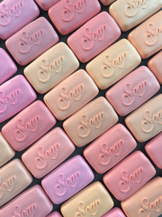 Pattern pieces of pink soap 3d rendering