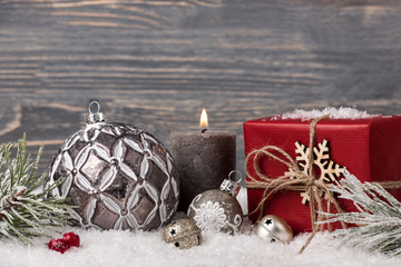 Christmas and New Year decoration with gift box