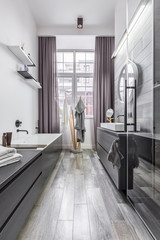 Bathroom with wood effect tiles