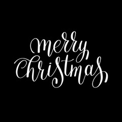 merry christmas black and white handwritten lettering inscriptio