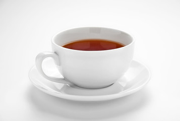 Cup of tea on white background