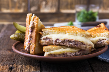 Homemade tuna melt sandwich