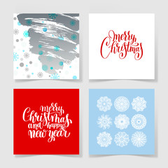 set of christmas decoration background, snowflake and handwritte