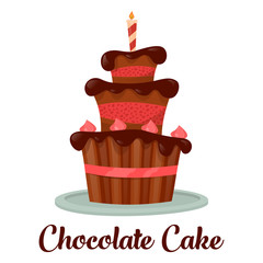 Celebration dessert cake with candle