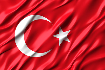 3d Waving colorful Turkish flag render