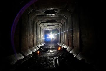 Underground abandoned sewer collector tunnel under Voronezh