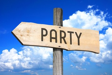 Party - wooden signpost