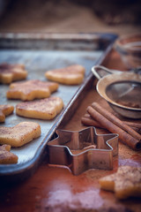 Preparation gingerbread cookie with cinnamon for Christmas 