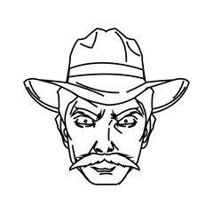 Cowboy cartoon icon. Man sheriff pop art and comic theme. Isolated design. Vector illustration