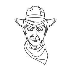 Fototapeta premium Cowboy cartoon icon. Man sheriff pop art and comic theme. Isolated design. Vector illustration
