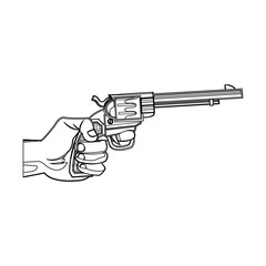 Gun icon. Pistol weapon handgun danger and firearm theme. Isolated design. Vector illustration