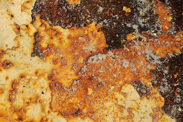 Rusty metal texture with sand closeup