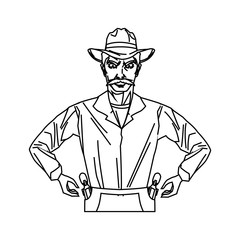 Cowboy cartoon icon. Man sheriff pop art and comic theme. Isolated design. Vector illustration