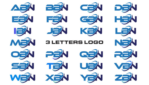 3 letters modern generic swoosh logo ABN, BBN, CBN, DBN, EBN, FBN, GBN, HBN, IBN, JBN, KBN, LBN, MBN, NBN, OBN, PBN, QBN, RBN, SBN, TBN, UBN, VBN, WBN, XBN, YBN, ZBN, 
