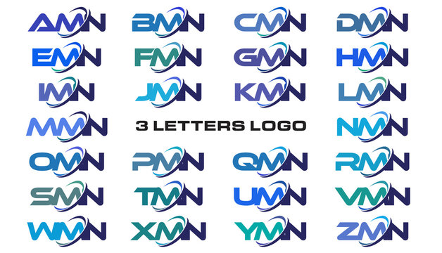3 letters modern generic swoosh logo AMN, BMN, CMN, DMN, EMN, FMN, GMN, HMN, IMN, JMN, KMN, LMN, MMN, NMN, OMN, PMN, QMN, RMN, SMN, TMN, UMN, VMN, WMN, XMN, YMN, ZMN, 