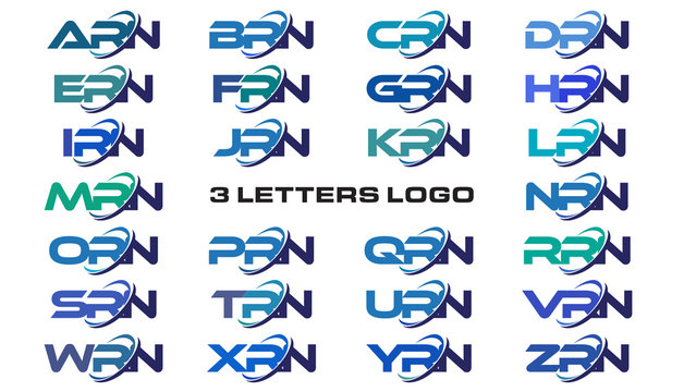 3 letters modern generic swoosh logo ARN, BRN, CRN, DRN, ERN, FRN, GRN, HRN, IRN, JRN, KRN, LRN, MRN, NRN, ORN, PRN, QRN, RRN, SRN, TRN, URN, VRN, WRN, XRN, YRN, ZRN, 