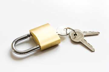 concept data protection metal chain on white background