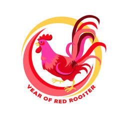 Digital illustration of rooster isolated on white background