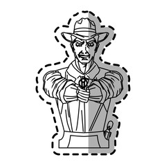 Cowboy cartoon icon. Man sheriff pop art and comic theme. Isolated design. Vector illustration