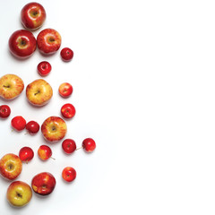 Naklejka na ściany i meble Colorful many red apples fruits isolated on a white background,