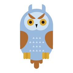 Owl wild bird cartoon vector.