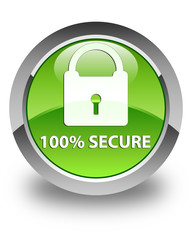 100% secure glossy green round button