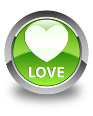 Love glossy green round button